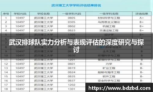 武汉排球队实力分析与表现评估的深度研究与探讨